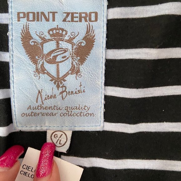 Point Zero Vegan Leather Jacket Sky Blue Size L NWT - Picture 9 of 16